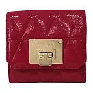 MICHAEL KORS 菱格紋漆皮三折短夾─紅色
