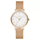 OBAKU 城市探索淑女時尚腕錶─玫瑰金X白