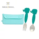 【MARCUS&MARCUS】輕巧兒童外出餐具3入組(收納袋+叉匙組)─限定綠