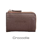【Crocodile】鱷魚皮件 真皮皮包 荔紋系列 Easy輕巧 拉鍊 零錢包 錢包─0103─08004 咖啡色