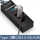 UniSync USB3.1/Type─C轉4埠3.0USB Hub極速擴充轉接器 黑