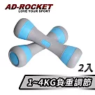 【AD─ROCKET】可調節1~4KG健身啞鈴(超值兩入組)/瑜珈/運動/跳操/韻律(兩色任選) 藍色