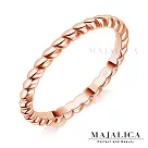 Majalica純銀戒指S925銀尾戒女戒麻花戒 通體925純銀 精鍍正白K/玫瑰金 PR6001 玫金色美國圍6號|內直徑約1.65CM