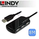 LINDY 林帝 USB 2.0 Type─A/公 To Type─A母 主動式4埠延長集線器 8m (42781)