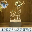 Viita 聖誕/生日/交換禮物創意LED壓克力USB床頭夜燈 幾何造型鹿