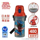 【百科良品】日本製 漫威蜘蛛人 彈蓋直飲水壺 隨身瓶 抗菌加工 480ML(附背帶) 倒掛蜘蛛人─灰