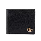 GUCCI 金LOGO小牛皮對開零錢袋短夾 (黑色)