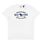 Abercrombie & Fitch A&F男款圓領短袖麋鹿刺繡短袖T─shirt─白/深藍 L 白