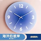 【DR.Story】北歐海洋追日時尚靜音玻璃時鐘 (靜音時鐘 網紅時鐘 夕陽時鐘) 海洋的彼岸(數字款)非常にかすんでいる海