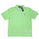 Polo Ralph Lauren 男版細橫條紋中馬球刺繡短袖POLO衫─青綠/白 XL