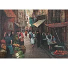 【玲廊滿藝】陳雅惠─歐洲小巷市集45x60cm