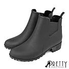 【Pretty】女 雨靴 雨鞋 短靴 切爾西 無毒環保 防水 粗跟 台灣製 EU38 黑色