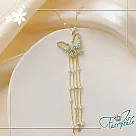 【伊飾童話】夢幻蝴蝶*彩色水鑽珍珠長流蘇項鍊
