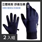 CS22 戶外騎行防水防寒加絨觸控手套2色(男/女款)─2入 男款黑*2