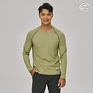 ADISI 男智能纖維超輕速乾長袖圓領上衣AL2221012 (S─2XL)|排汗快乾 單向導濕 輕量 彈性 機能 休閒 M 乾草綠