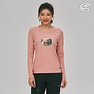 ADISI 女智能纖維超輕速乾長袖圓領圖騰上衣AL2221014 (S─2XL)|排汗快乾 單向導濕 輕量 彈性 機能 休閒 M 夕陽玫瑰粉