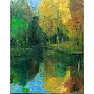 【玲廊滿藝】陳雅惠─濃蔭倒影入池清 35x27cm