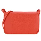 LONGCHAMP LE FOULONN?系列牛皮翻蓋夾式斜背包 柳橙