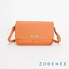 ZODENCE RENEE進口真皮水滴釦長型斜背包 橘