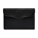 LA BAGAGERIE M04系列牛皮翻蓋信封短夾 黑