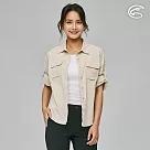 ADISI 女UPF50+透氣快乾長袖襯衫AL2311038 (S─2XL)|防曬 抗UV 透氣 吸濕排汗 快乾 彈性 M 晨曦白