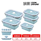【CookPower 鍋寶】伸縮摺疊保鮮盒5入組(EO─BVF5275Z123Z)