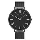 OBAKU 羅馬時刻紳士米蘭時尚腕錶─全黑