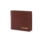 【Crocodile】鱷魚皮件 短夾 男皮夾 義大利植鞣皮 8卡 雙鈔 Naturale 5系列─0103─11005 咖啡色