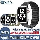 UniSync Apple Watch Series 42/44/45/49mm 通用磁吸布紋錶帶 黑色