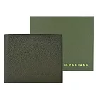LONGCHAMP LE FOULONN? 系列牛皮雙折短夾 卡其綠