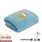 【MORINO摩力諾】台灣製造超細纖維抑菌防臭貼布刺繡浴巾 柴犬─水藍