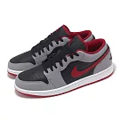 Nike 休閒鞋 Air Jordan 1 Low 男鞋 煙灰 黑 紅 AJ1 一代 喬丹 553558─060