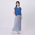 好我_Flora花卉落肩剪接印花夏日洋裝/ FREE SIZE F 單寧藍