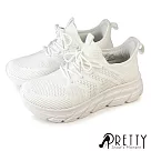 【Pretty】女 運動鞋 休閒鞋 健走鞋 輕量 厚底 EU38 白色