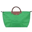 LONGCHAMP LE PLIAGE系列短把再生尼龍摺疊水餃旅行袋(大) 草綠
