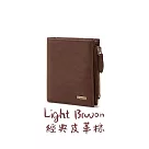 【Crocodile】鱷魚皮件 中性皮夾 直式輕薄短夾 8卡拉鍊 植鞣皮革 Boston系列─0103─11704 經典皮革棕