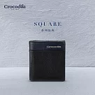 【Crocodile】鱷魚皮件 中性皮夾 直式男短夾/錢包 5卡拉鍊釦式 Square2.0系列─0103─11604 夜幕藍黑