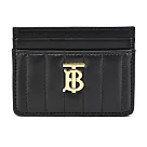 BURBERRY Lola TB LOGO格紋絎縫羔羊卡片夾 黑色金字