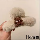 【Hera 赫拉】可愛毛絨鑲鑽小熊鯊魚夾/髮夾─3色 H110120327 米色
