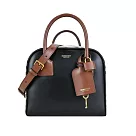 BURBERRY CUBE經典格紋拼接皮革兩用包 卡其黑