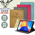 VXTRA 紅米Redmi Pad SE 8.7吋 北歐鹿紋風格平板皮套+9H鋼化玻璃貼(合購價) 蒂芬藍綠