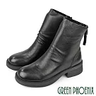 【GREEN PHOENIX】女 短靴 馬丁靴 軍靴 全真皮 短筒 後拉鍊 厚底 EU38 黑色