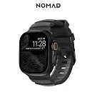 美國NOMAD Apple Watch專用硬悍FKM橡膠錶帶─49/46/45/44/42mm─ 風暴灰─黑扣