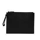 GUCCI Guccissima GG Logo 壓紋皮革附提把手拿包 (黑色)