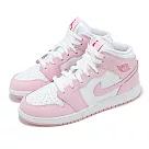Nike 休閒鞋 Air Jordan 1 Mid GS 大童 女鞋 粉紅 白 AJ1 一代 中筒 DQ8423─608 24cm 粉紅 白