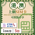【無限全球通GLOBAL WiFi】港澳上網SIM卡 5日方案 每日1GB降速吃到飽 港澳網卡 4G高速上網SIM卡
