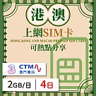 【無限全球通GLOBAL WiFi】港澳上網SIM卡 4日方案 每日2GB降速吃到飽 港澳網卡 4G高速上網SIM卡