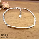 細版簡約亮面銀條方格鍊925純銀手鍊.女用手鍊.外鍍專櫃級正白K