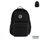 YESON ─ 台灣精品超輕量防潑水YKK 拉鍊尼龍雙肩後背包 黑色