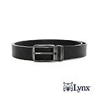 Lynx ─ 美國山貓紳士皮帶牛皮壓紋腰帶經典款/針扣皮帶 黑色